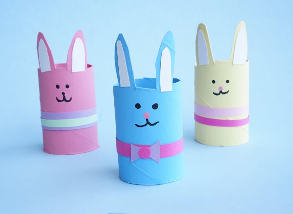 finished toilet paper roll bunny three in a row