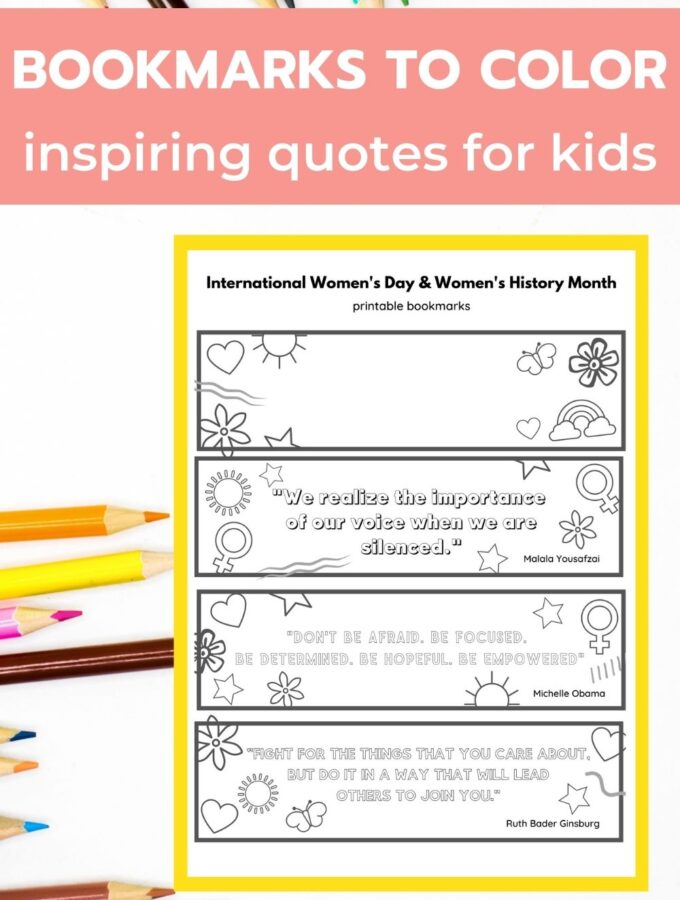 free printable bookmarks to color for kids with inspiring quotes with pencil crayons