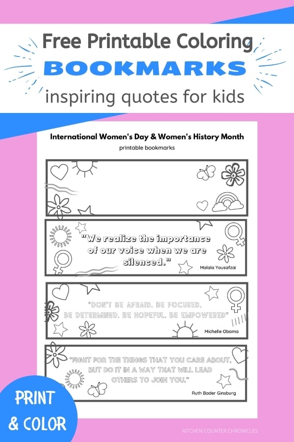 free printable coloring bookmarks for kids with inspiring quotes with pink background