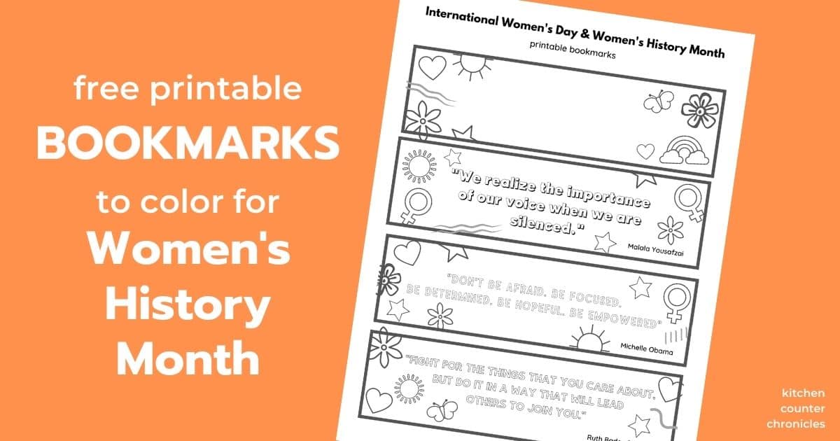 printable bookmarks for women's history month social