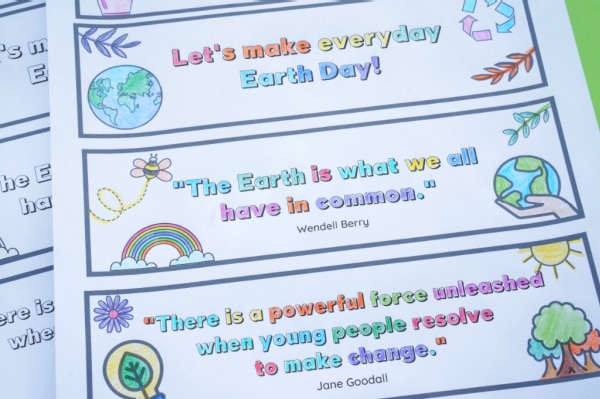 earth day bookmarks coloured and not cutout