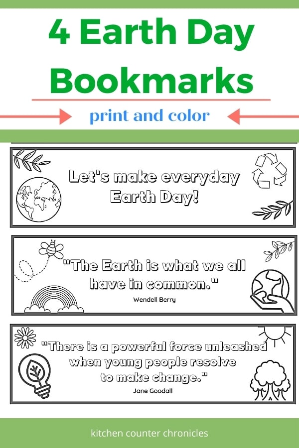earth day printable bookmark title image