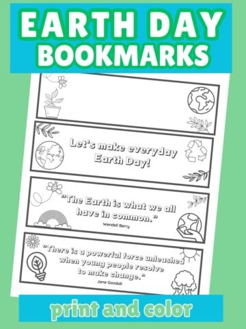 featured image for printable earth day bookmarks for kids to color
