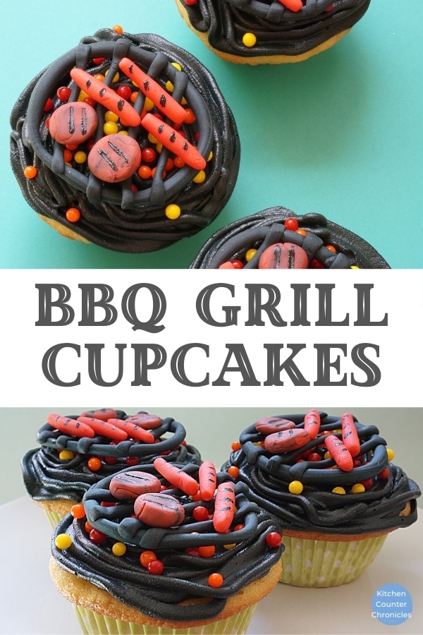 bbq grill cupcakes with title banner