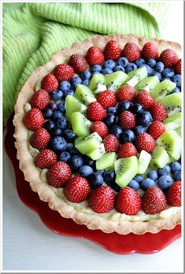 fruit tart with fresh berries in a tart pan