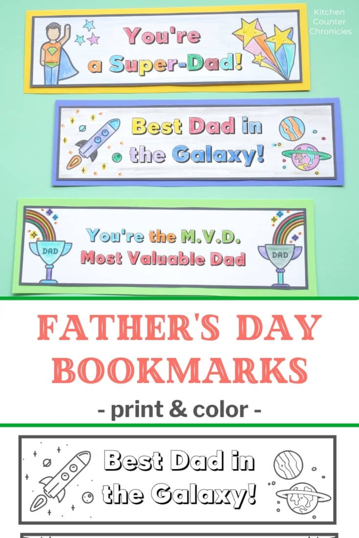 printable fathers day bookmarks printed and coloured