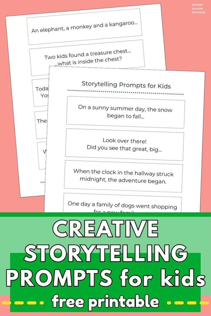 title creative storytelling prompts for kids free printables new pin