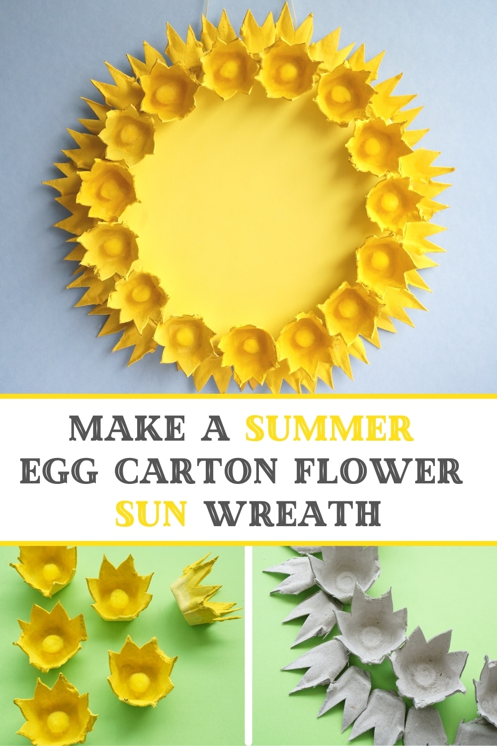 summer craft for tweens egg carton flower wreath collage of sun wreath