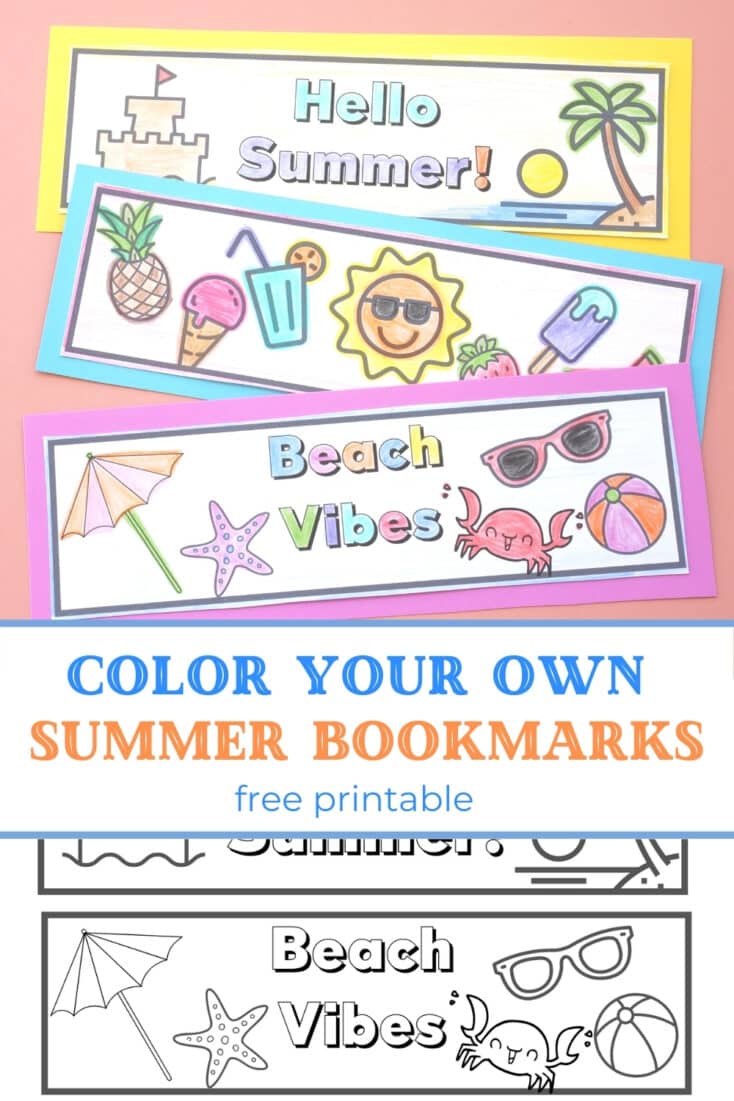 printable colouring summer bookmarks