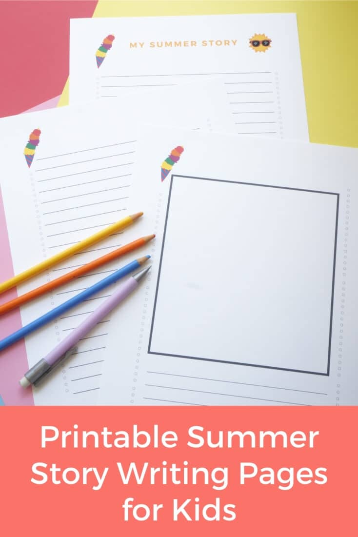 printable summer story writing pages for kids with title