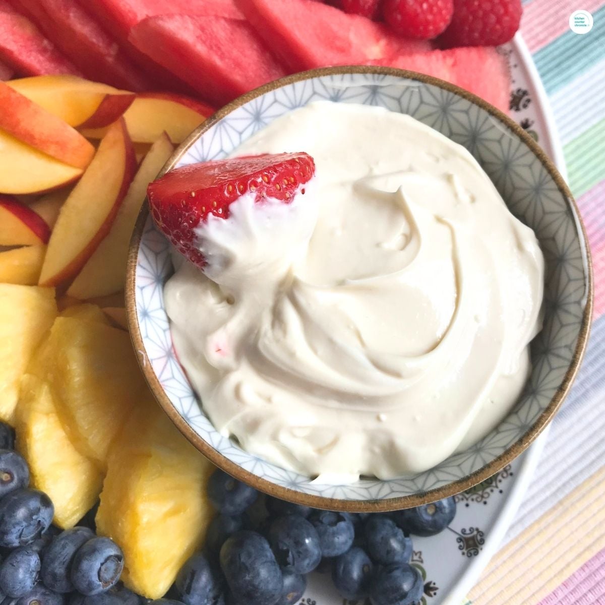 close up of easy healthy dip for fruit for home image