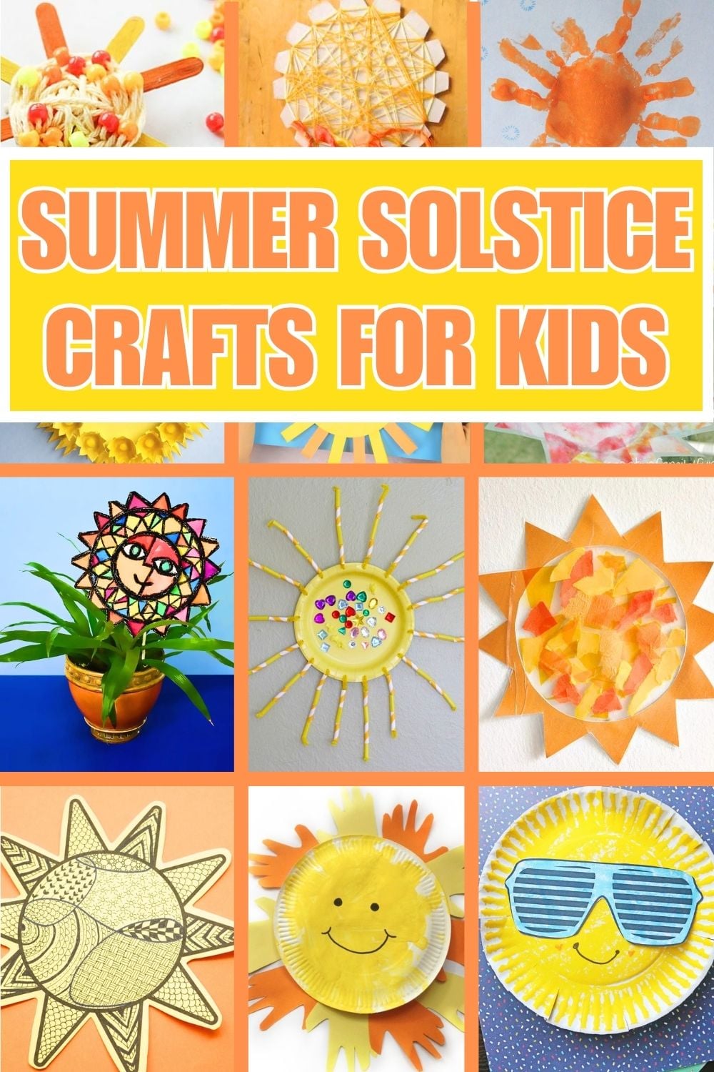 collage of summer solstice crafts for Kids pin