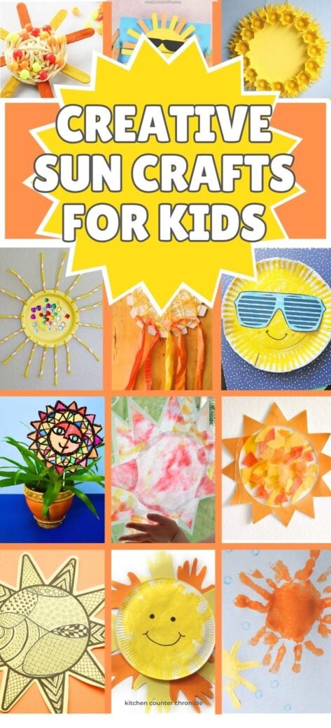 collage of sun crafts for Kids to make