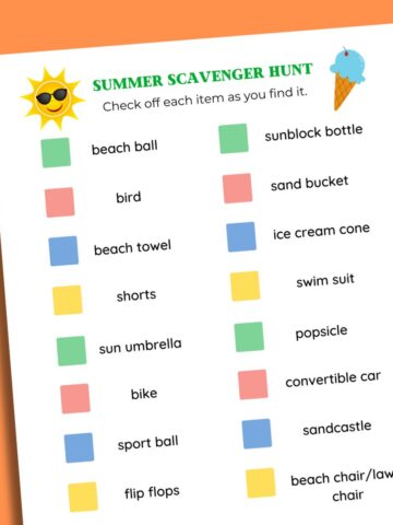 print out of summer scavenger hunt on paper featured image