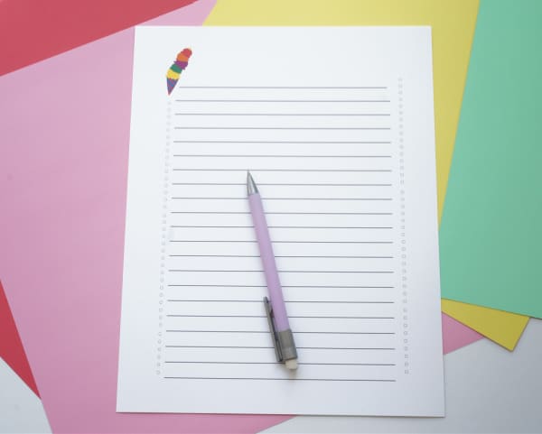 summer writing page for kids printed out with lots of room for writing