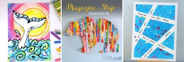 collage of art projects for tweens magazine art pastel art and tape resist art