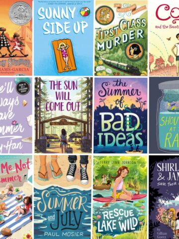 collage of summer chapter book covers for older kids featured image