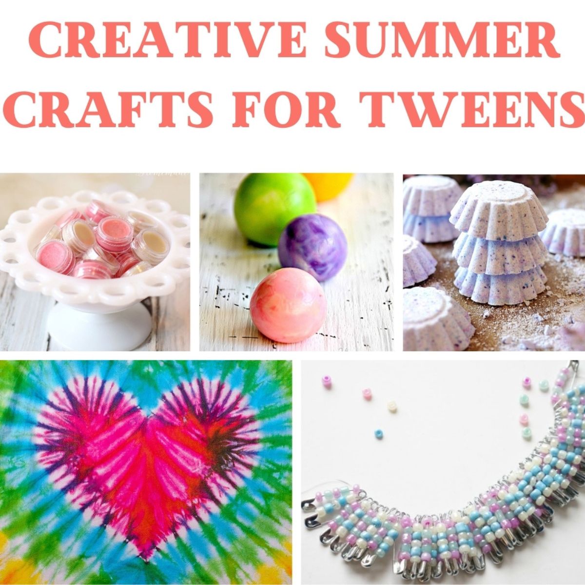 featured image title creative summer crafts for tweens with collage of crafts