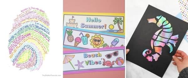 cool summer art projects for kids bookmarks tissue paper seahorse and fingerprint art