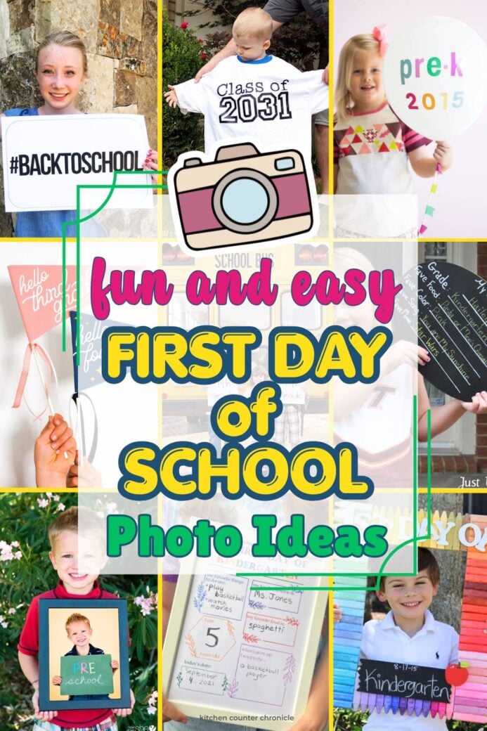 collage of fun first day of school photo ideas for families new pin