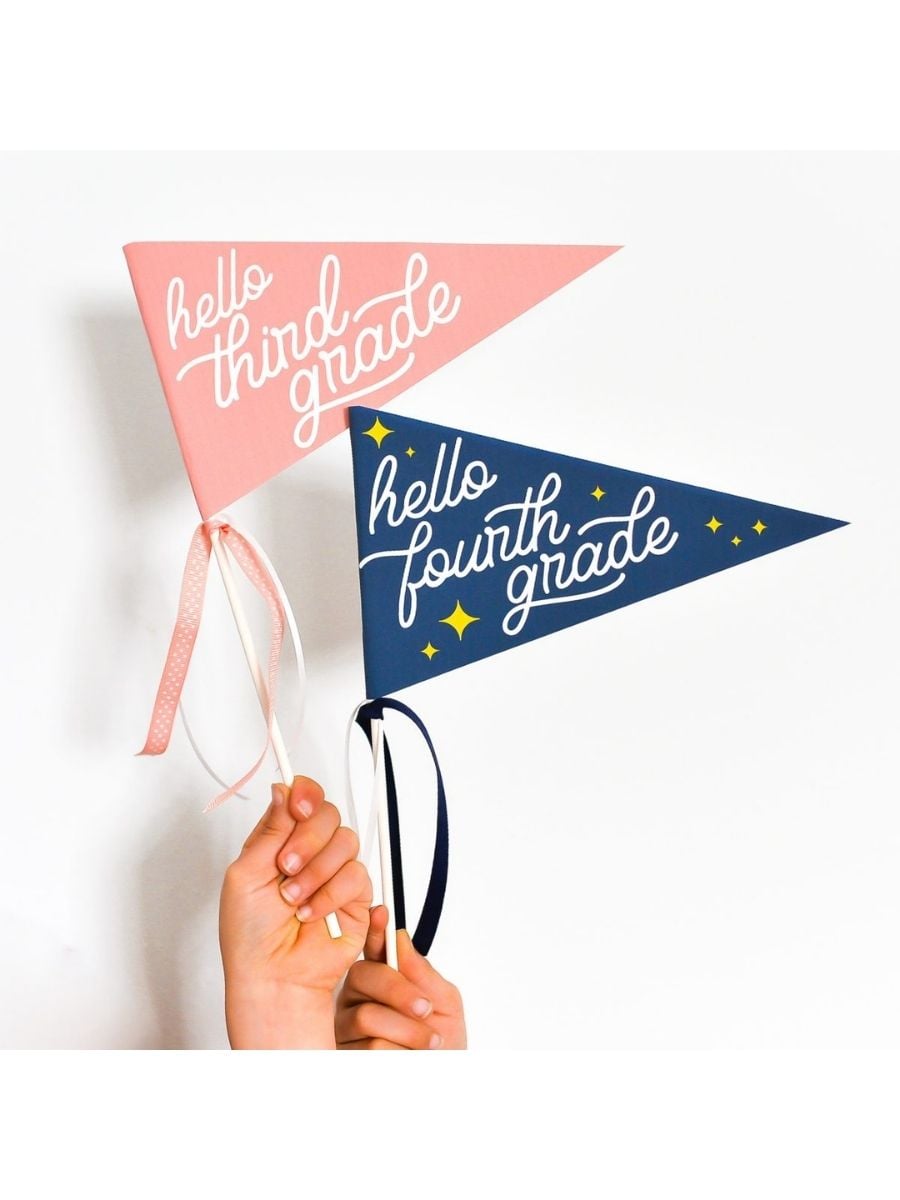 hello third grade printable pennant and hello fourth grade pennant