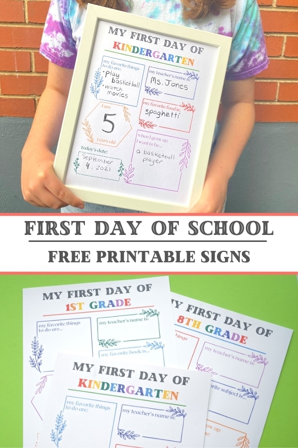 first day of school printable signs for photos