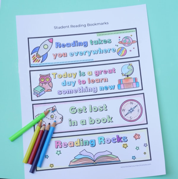 printout of back to school bookmarks for kids