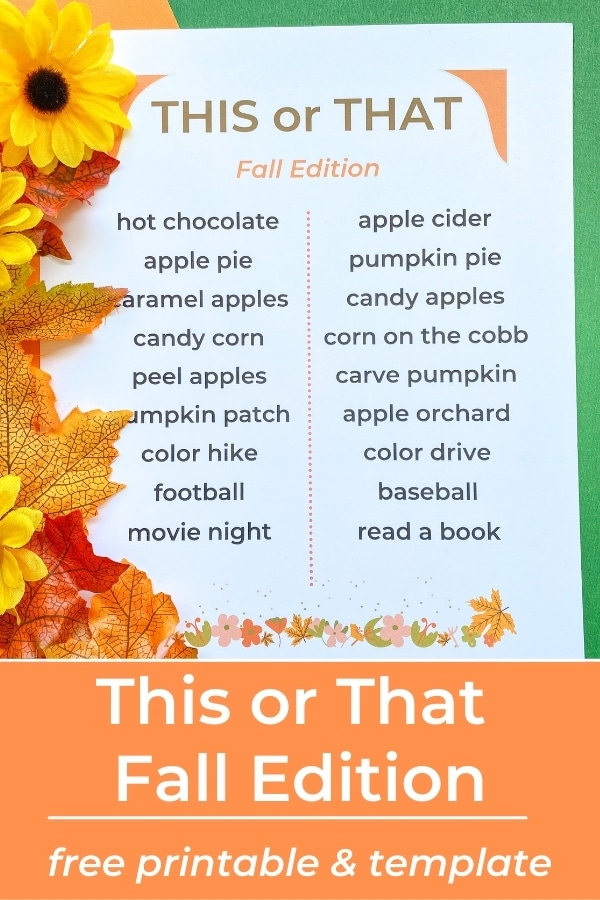 Fall Themed Would You Rather Questions for Kids