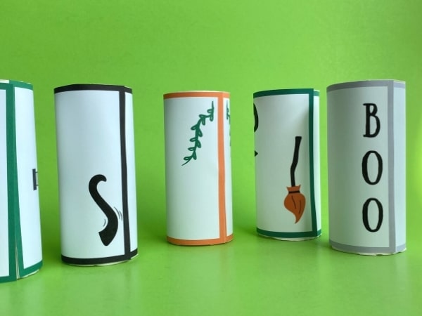 backside of toilet paper roll halloween bowling pins