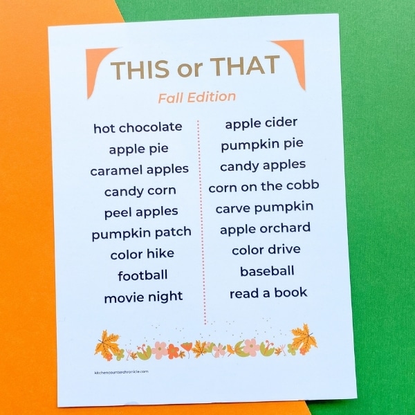 fall this or that printed out with orange background