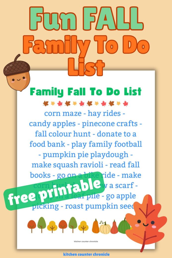 fun fall family to do list printable on paper with title new pin