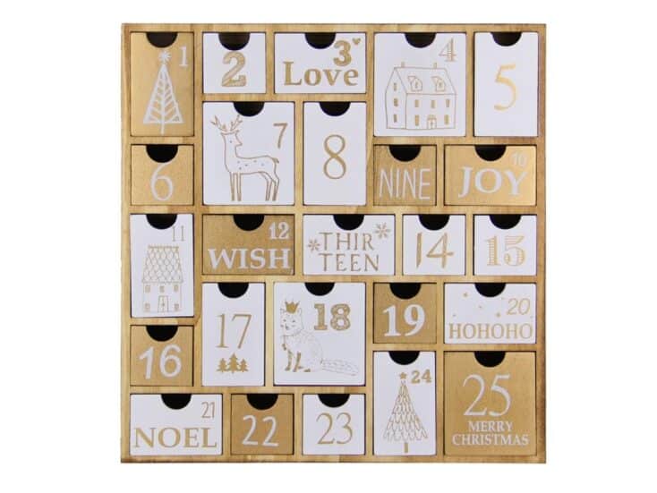 empty wooden advent calendar