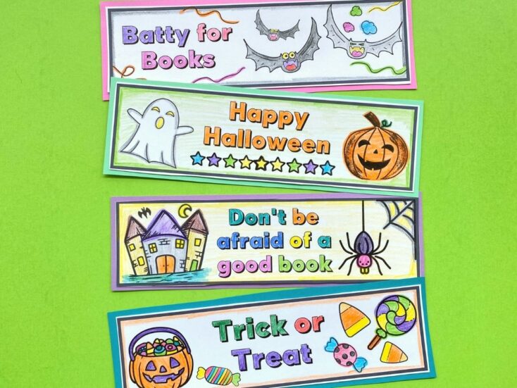 halloween bookmarks to colour coloured in on paper and cut out