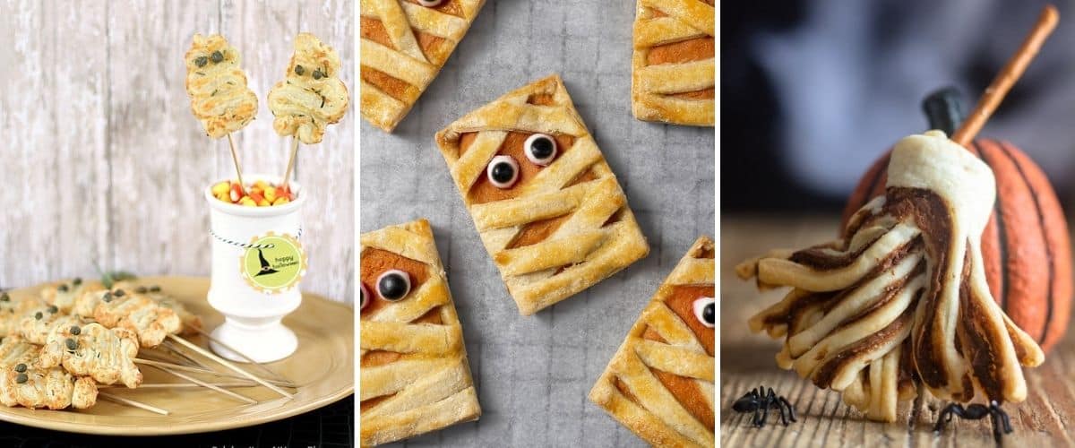 halloween puff pastry recipes pumpkin pie mummies puff pastry ghosts and witch broom sticks