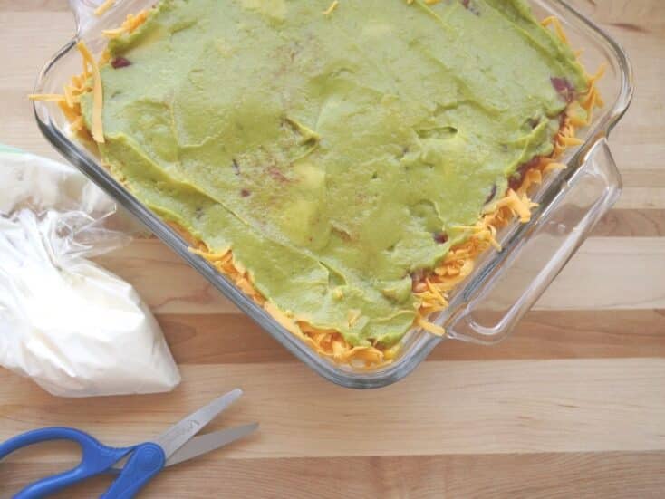 7 layer dip with bag of sour cream