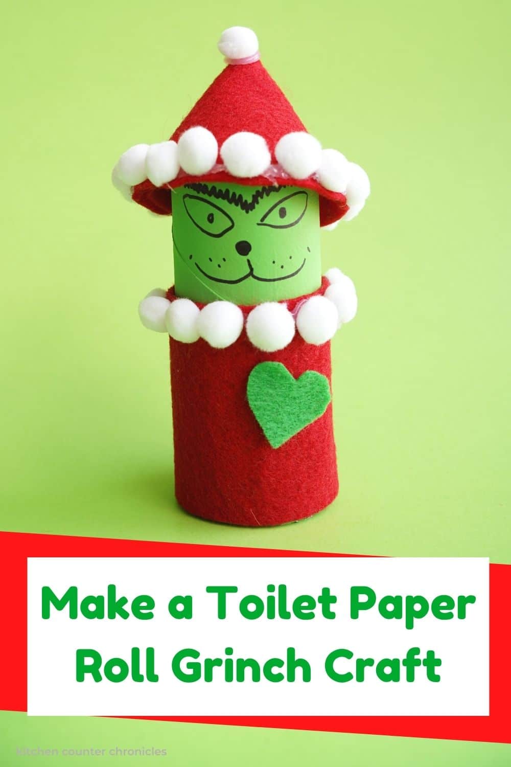 make a toilet paper roll grinch craft