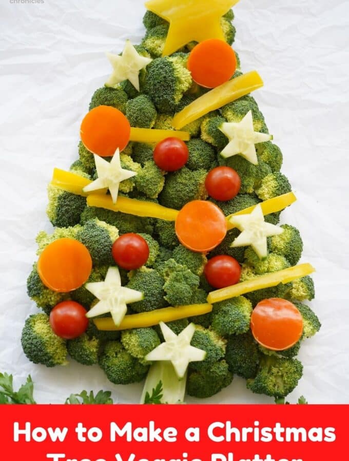 vegetable christmas tree platter with title