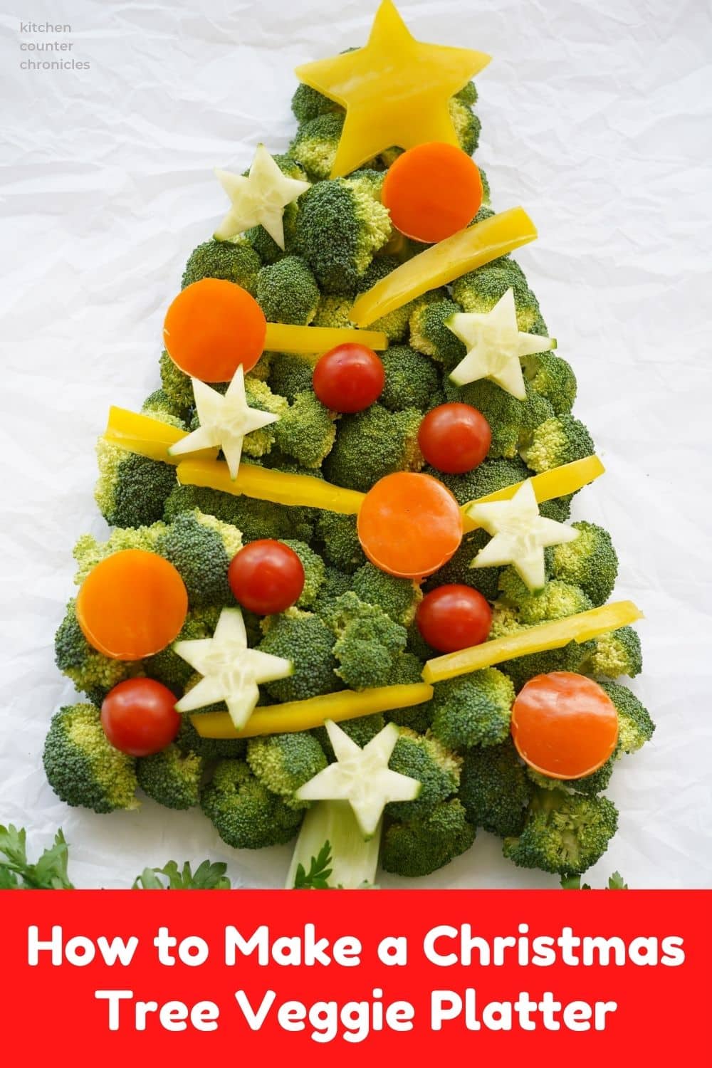 vegetable christmas tree platter with title