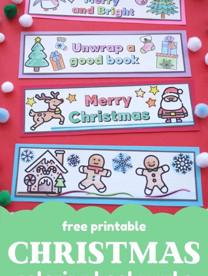 free printable christmas coloring bookmarks for kids with title