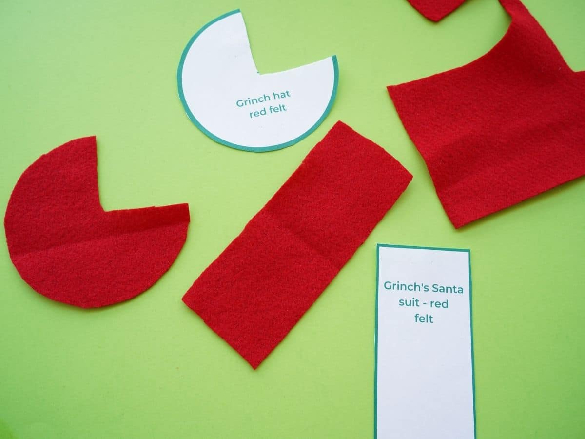 grinch toilet paper roll felt santa pieces cut out