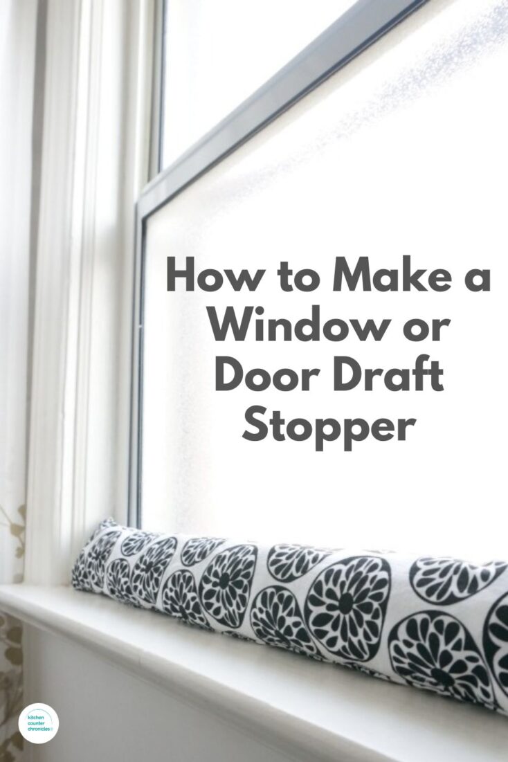 title "how to make a window draft stopper or door draft stopper" black and white window snake draft stopper in window.