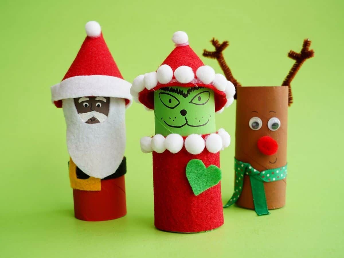 toilet paper roll grinch santa and rudolph reindeer