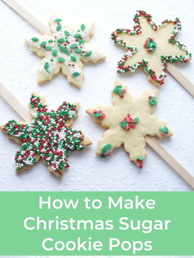 how to make christmas cookie pops cookies on white background