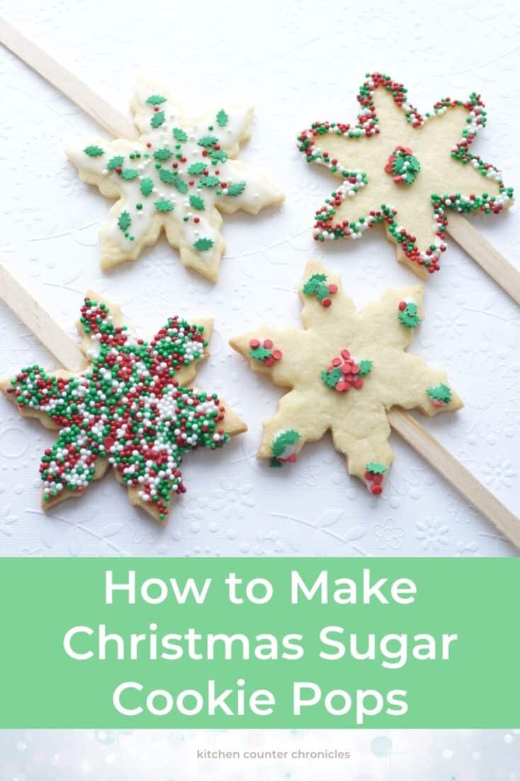 how to make christmas cookie pops cookies on white background