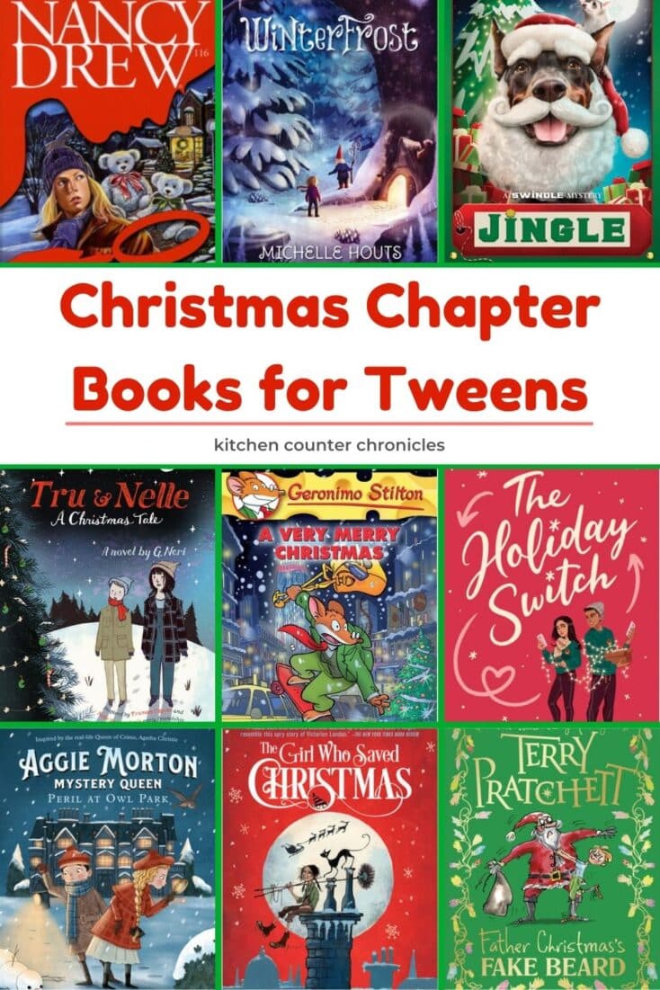 collage of christmas chapter books for tweens to read