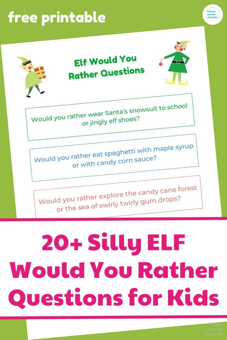 printable Elf would you rather questions for kids and families image