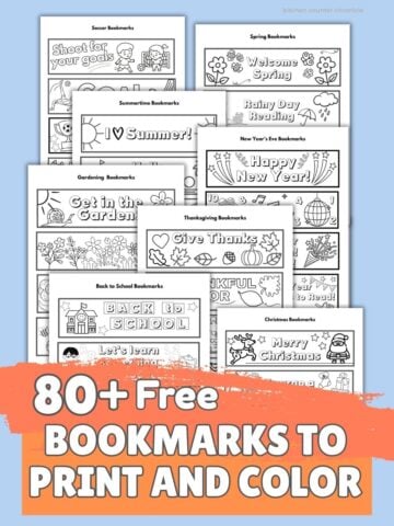 80+ free bookmarks to print and color image of a collage of printable bookmarks featured image