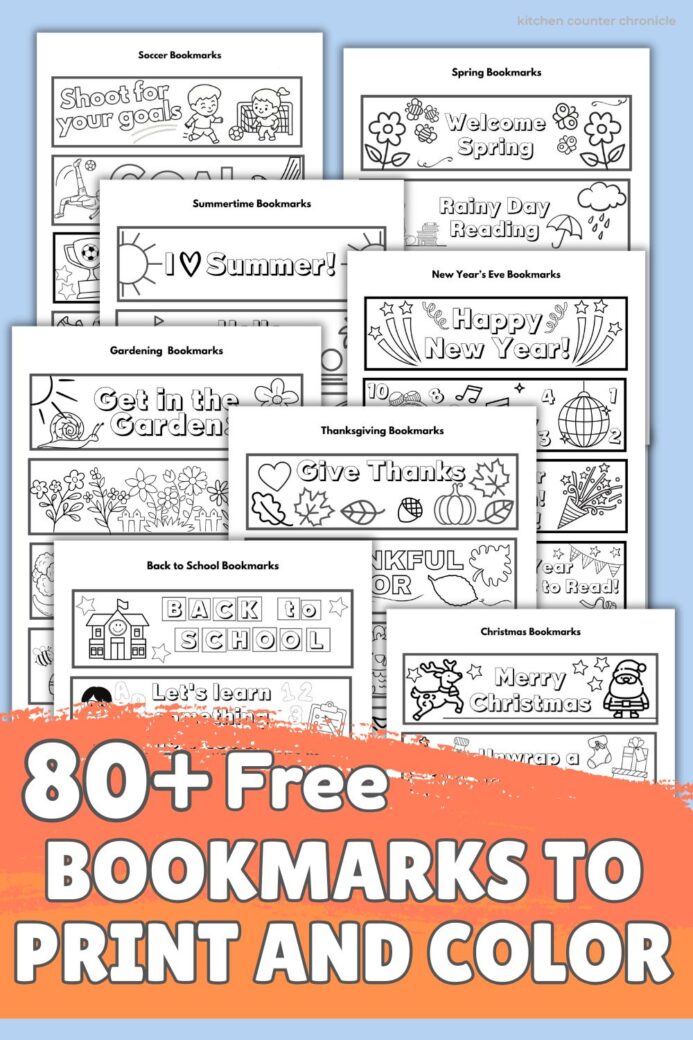 collage of printable bookmarks to print and color for kids new pin image
