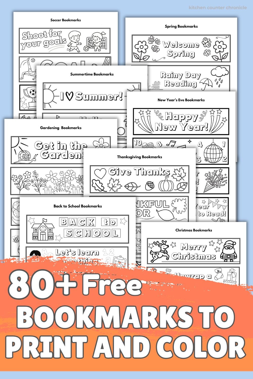 collage of printable bookmarks to print and color for kids new pin image