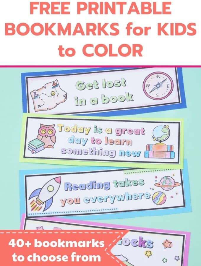 free printable bookmarks to color for kids title and 4 bookmarks printed out